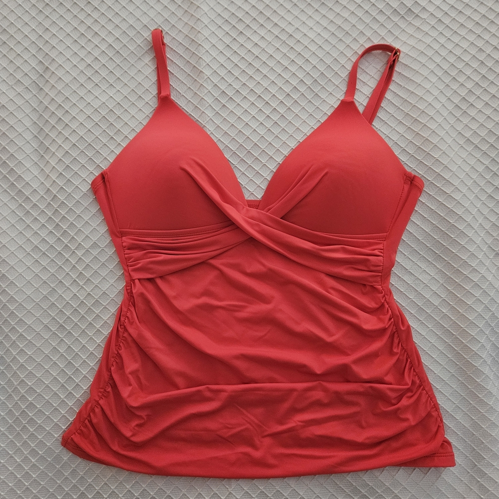 Apt. 9 Coral-Red Ruched One-Piece Tankini